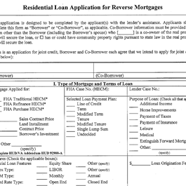 REVERSE MORTGAGE APPLICATION